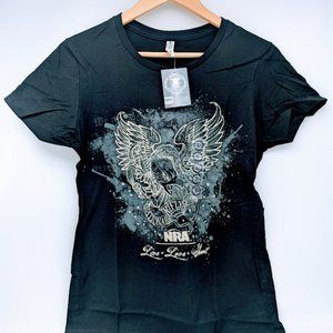 NRA Women's Large Fitted Black Live Love Shoot Graphic Shirt New With Tags NWT